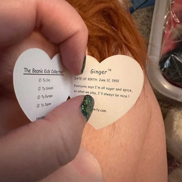 5/30! NWT TY Beanie Kids Beanie Baby Collectible Ginger 1992 - Picture 2 of 2